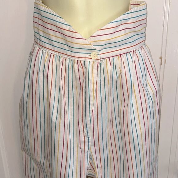 Vintage 70s You Babes Rainbow Vertical Striped High Waisted Cotton Pants - Picture 1 of 11